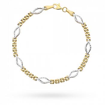 Bransoletka z dwukolorowego złota z diamentowanymi listkami FUG2-17-B00784-2