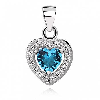 Srebrna zawieszka serce z akwamarynową cyrkonią FUGZ0760C_AQ