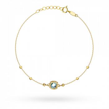 Bransoletka złota z diamentowanymi kulkami i niebieskim kamieniem FUG2-17-B00721-2