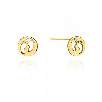 Złote kolczyki stópki z brylantami FCK5-585-B0.01