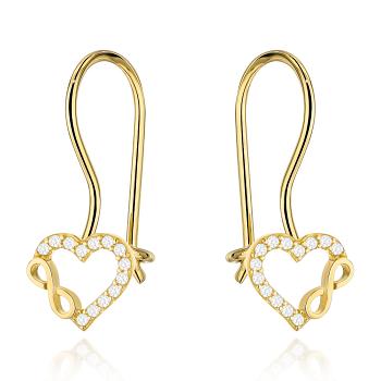 Kolczyki złote serce i nieskończoność z cyrkoniami FUG7-K01754-585