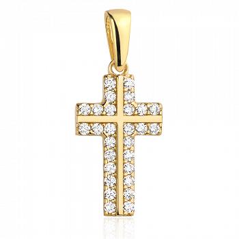 Złoty krzyżyk z cyrkoniami FUG4-21-C00084-2