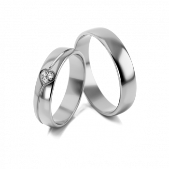 Obrączki ślubne białe złoto serce 4,5mm próba 585 • FSB314