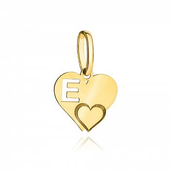 Zawieszka złota literka E serduszko GRAWER GRATIS FUG3863-7561D
