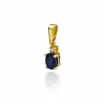 Zawieszka z żółtego złota z szafirem oraz brylantem FZ001-585-S0.70/0.0145