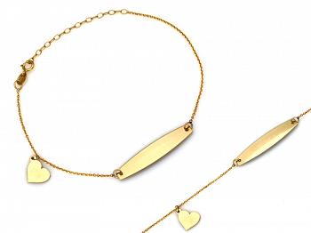 Bransoletka złota blaszka z sercem FUGBR5579