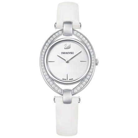 Zegarek Swarovski • Stella Watch, Leather strap, White, Silver tone 5376812