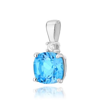 Zawieszka z białego złota z topazem i brylantem FZ003-B585-T1.10/0.015