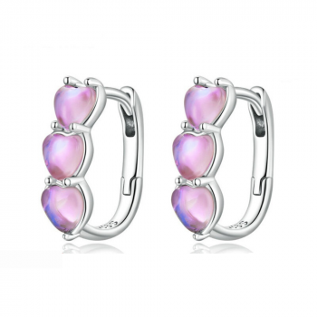Kolczyki srebrne opalizujące serca KFUG089