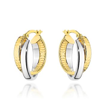 Kolczyki złote splecione kółka w dwóch kolorach złota FUG7-K01740-585