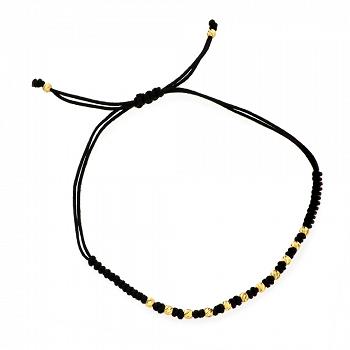 Bransoletka sznurek ze złotymi kuleczkami FUG2-25-B00401-2