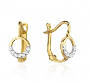 Kolczyki dziecięce złote kółko pół złote pół cyrkonia FUG7-21-K01720-2