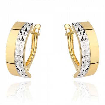 Kolczyki dwa kolory złota diamentowane na angielskim zapięciu FUG7-25-K01006-2