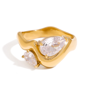 Pierścionek duży złoty z cyrkoniami FUGJDR0302013