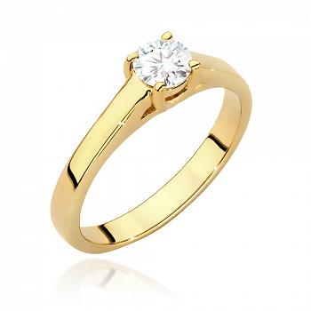 Pierścionek zaręczynowy z żółtego złota z brylantem certyfikat IGI 0.40
