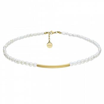 Naszyjnik z pereł z pozłacana blaszką WA511G