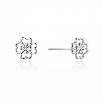 Złote kolczyki z brylantami koniczyny FCK08-B585-B0.04