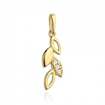 Zawieszka złota listki z cyrkoniami FUG6-25-Z00427-2