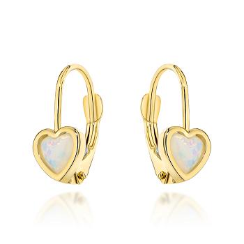 Kolczyki złote serca z opalitem FUG7-K01780-585