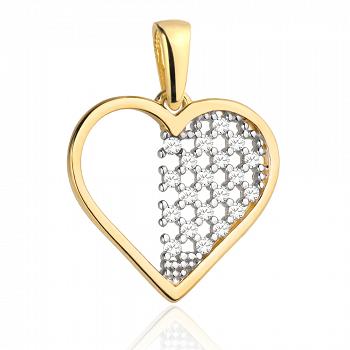 Zawieszka złota ażurowe serce z cyrkoniami FUG6-21-Z00404-2