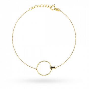 Bransoletka złote koło z czarnymi kamyczkami FUG2-4-B00724-2