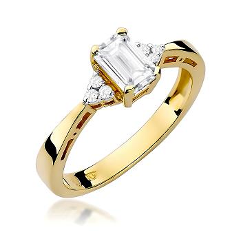 Pierścionek zaręczynowy z żółtego złota z diamentami laboratoryjnymi 0.63ct