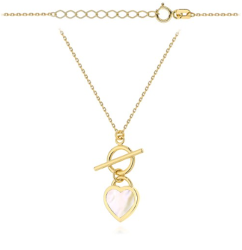 Naszyjnik złoty serce z masą perłową FUG3-N00672-585