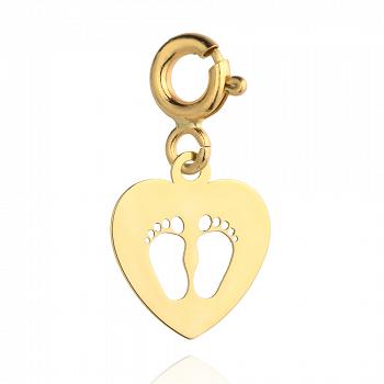 Zawieszka złota charms stópki w sercu FUG6-20-Z00246-2