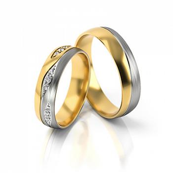 Obrączki ślubne złoto dwukolorowe 5mm próba 585 • FS287