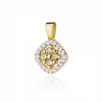 Zawieszka z żółtego złota z białymi i brązowymi brylantami 0.10 FZ441-585-B0.10