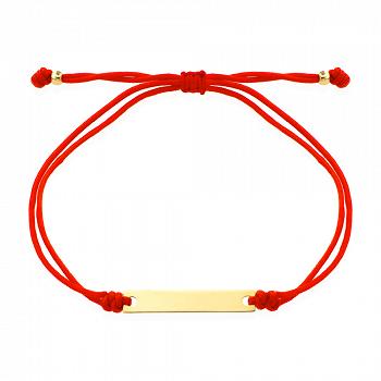 Bransoletka złota blaszka na czerwonym sznurku FUG2-21-B00464-2