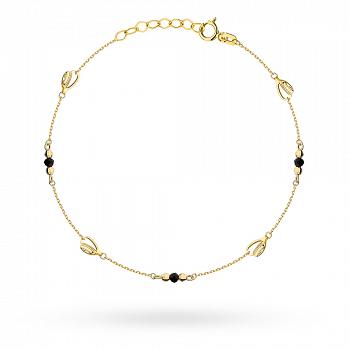 Bransoletka złota z czarnymi kamieniami i kulkami FUG2-17-B00839-2