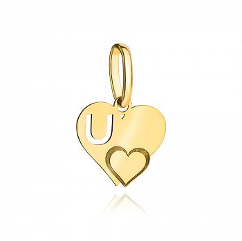 Zawieszka złota literka U serduszko GRAWER GRATIS FUGD27F-9180F