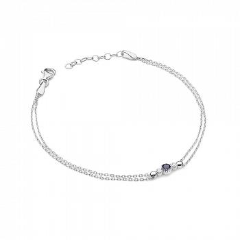 Bransoletka z białego złota z diamentami i szafirem FB-005-B585-S0.15/B0.03