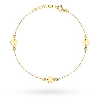 Bransoletka złota pełne kółka i diamentowane kulki FUG2-B01058-585