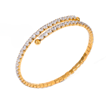 Bransoletka damska tennis złota z białymi kamieniami FUGJDBW2408015