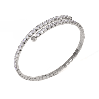 Bransoletka damska tennis srebrna z białymi kamieniami FUGJDBW2408015 - S