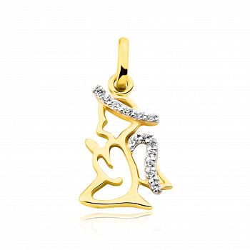 Zawieszka złota Anioł z cyrkoniami XFJ3964