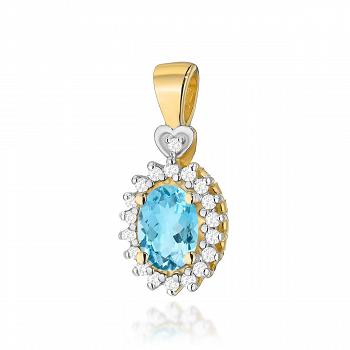 Zawieszka z żółtego złota z topazem oraz brylantami FZ312-585-T0.50/0.095