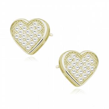 Kolczyki srebrne serca pozłacane z cyrkoniami FUGZ1544EG_W
