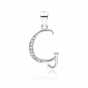 Zawieszka srebrna literka G z cyrkoniami FUGLZ0002_G