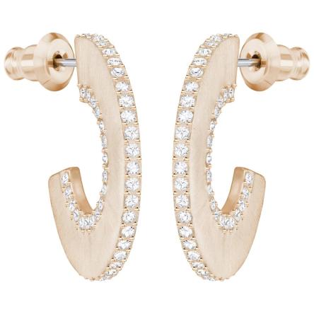 Kolczyki SWAROVSKI • Hoop Fever Round Pierced Earrings, Small, White, Rose gold plating 5352007