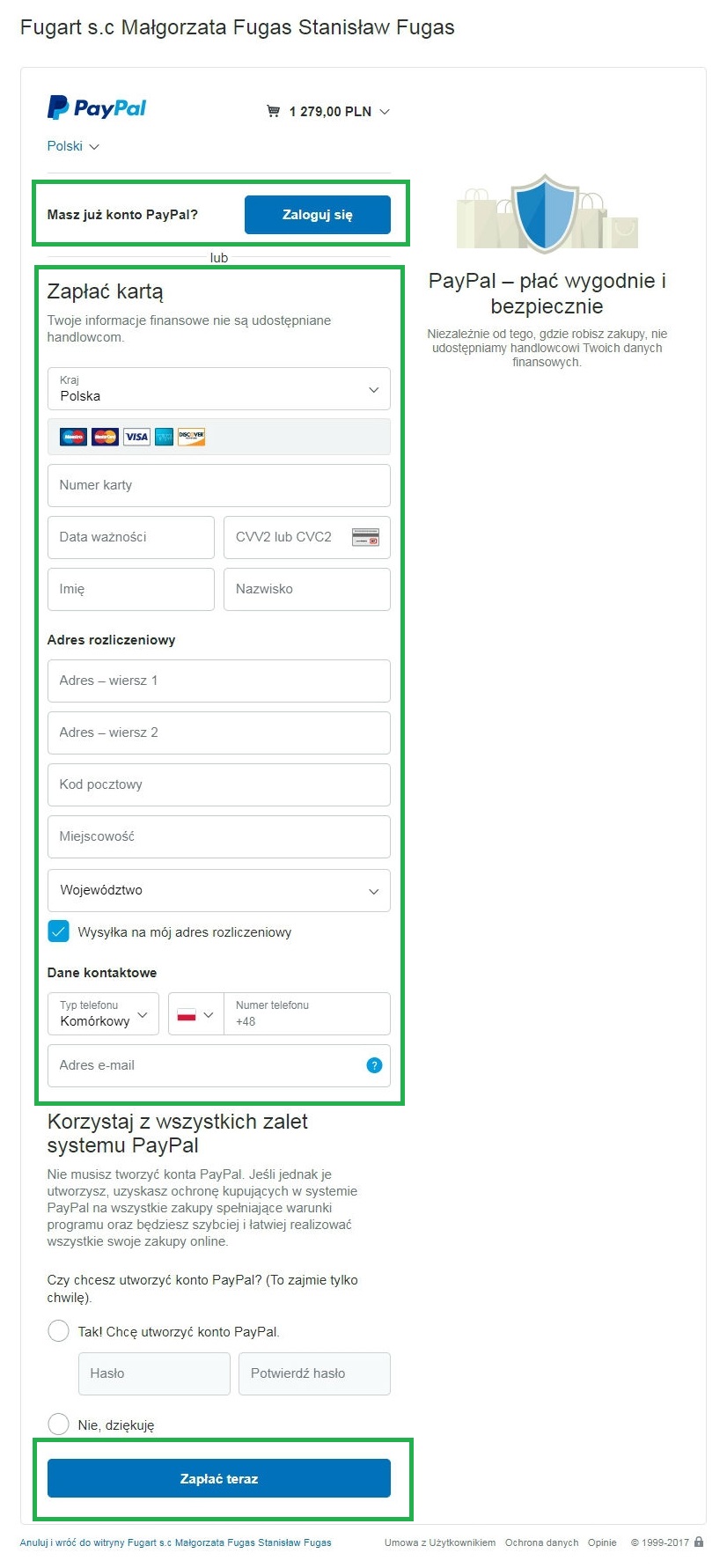Płatność PayPal Płatność PayPal